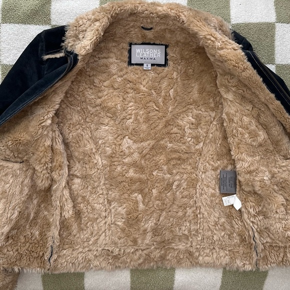 Wilsons Leather — Vintage Navy Blue y2k Suede Leather Jacket - Picture 7 of 8